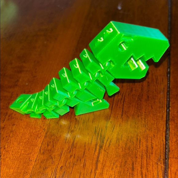 Hand Crafted Vibrant Green 3D Dinosaur Figure Keychain or Decor - Picture 1 of 4